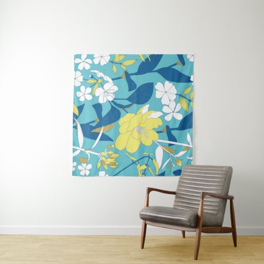 Nahtloses Muster aus Blumen. Wandteppich (Beispiel (Horizontal))