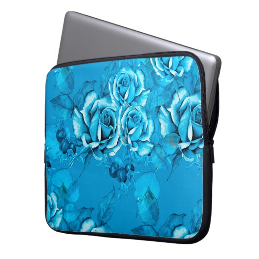 Nahtloses Muster aus Blumen. Wasserfarbene Element Laptopschutzhülle (Vorderseite Links)