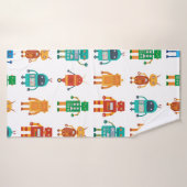 Nahtloses Muster aus bunten Retrobotern in einem f Badehandtuch (Badehandtuch)