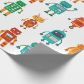 Nahtloses Muster aus bunten Retrobotern in einem f Geschenkpapier (Ecke)