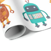 Nahtloses Muster aus bunten Retrobotern in einem f Geschenkpapier (Rolleneckpunkt)