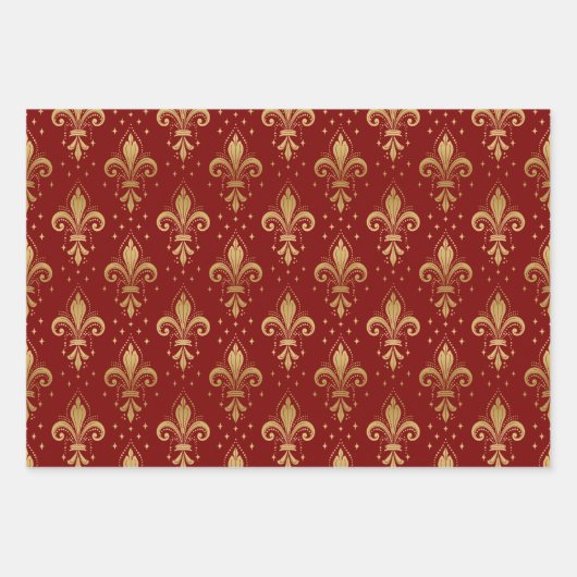 Nahtloses Muster aus Goldfleur Geschenkpapier Set (Vorderseite 3)