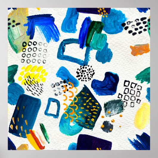 Nahtloses Muster aus handgezeichneten Pinselstrich Poster (Vorne)