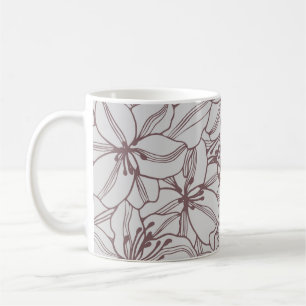 Nahtloses Muster aus Lilienblüten vintage. Handgez Kaffeetasse