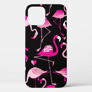 Nahtloses Muster aus rosa Flamingos auf dunklem Ba Case-Mate iPhone Hülle