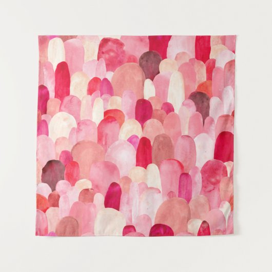 Nahtloses Muster aus rosa, roten und beigen Flecke Wandteppich (Vorderseite)