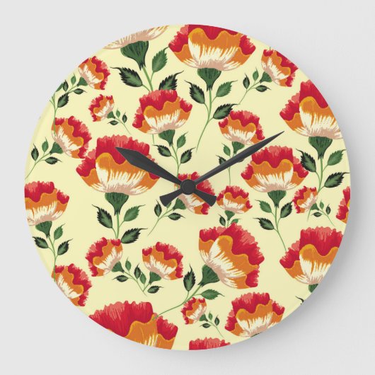 Nahtloses Muster, bunte Blume. Große Wanduhr (Vorderseite)