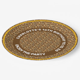 Nahtloses Muster der Herbstblätter, Geburtstagstex Pappteller