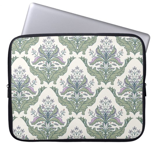 Nahtloses Muster der klassischen Blumenstaube Laptopschutzhülle (Vorderseite)