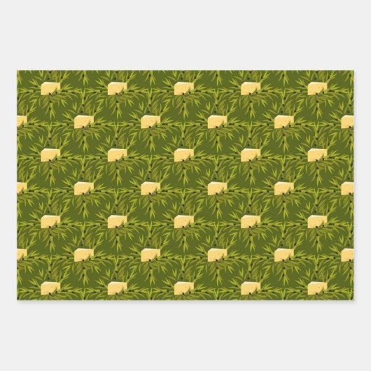 Nahtloses Muster der Olivenzweige auf einem grünen Geschenkpapier Set (Vorderseite 3)