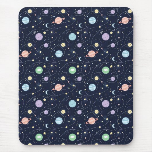 Nahtloses Muster der Planeten des Sonnensystems Mousepad (Vorne)