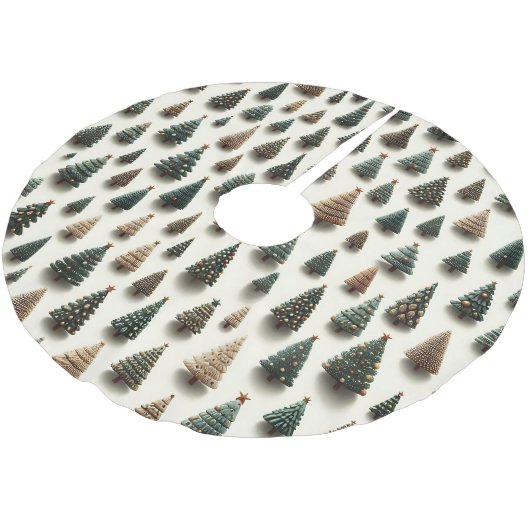 Nahtloses Muster der Weihnachtsbäume Polyester Weihnachtsbaumdecke (Schrägansicht)