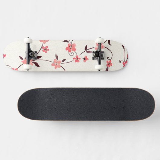 Nahtloses Muster des Aquarells mit angeredetem Skateboard (Horizontal)