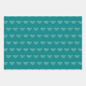 Nahtloses Muster des Firmenlogos auf Aquamarinen Geschenkpapier Set (Vorderseite 2)