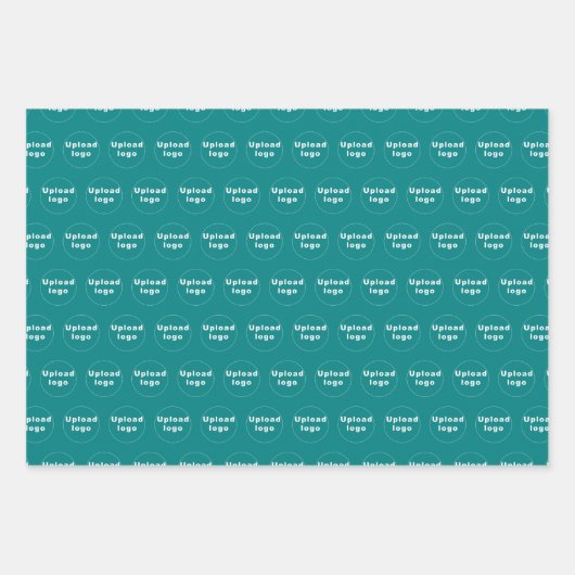 Nahtloses Muster des Firmenlogos auf Aquamarinen Geschenkpapier Set (Vorderseite 2)