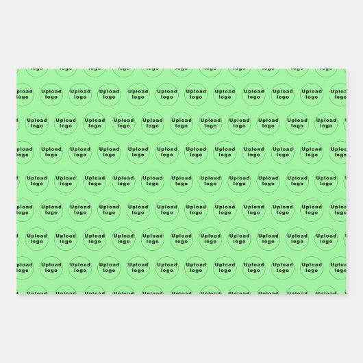 Nahtloses Muster des Firmenlogos auf hellgrün Geschenkpapier Set (Vorderseite)