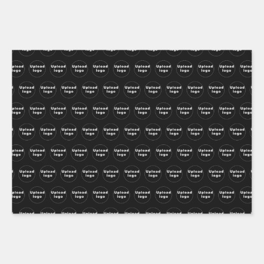 Nahtloses Muster des Firmenlogos auf schwarz Geschenkpapier Set (Vorderseite 2)