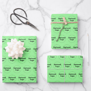 Nahtloses Muster des Geschäftlogos auf Hellgrün Geschenkpapier Set