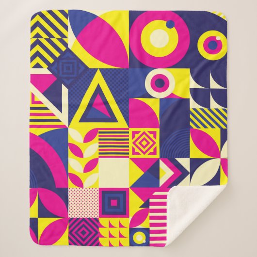 Nahtloses Muster des Pops und farbenfroher Abstrak Sherpadecke (Vorderseite)