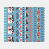 Nahtloses Muster des Retro-Hipsters Fleecedecke (Vorderseite (Horizontal))