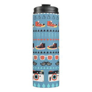Nahtloses Muster des Retro-Hipsters Thermosbecher