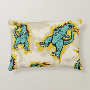 Nahtloses Muster eines Godzillas und Tie-Dye-Hinte Dekokissen