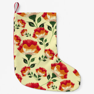 Nahtloses Muster, farbenfrohe Blumendekoration. Kleiner Weihnachtsstrumpf