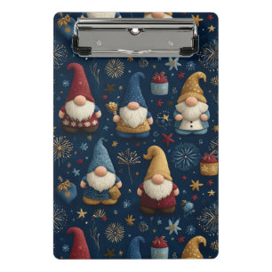 Nahtloses Muster festlicher Gnome Mini Klemmbrett