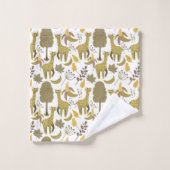 Nahtloses Muster Giraffe, gelber weißer Hintergrun Badhandtuch Set (Waschlappen)