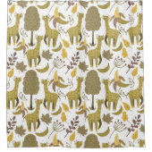 Nahtloses Muster Giraffe, gelber weißer Hintergrun Duschvorhang (Vorderseite)