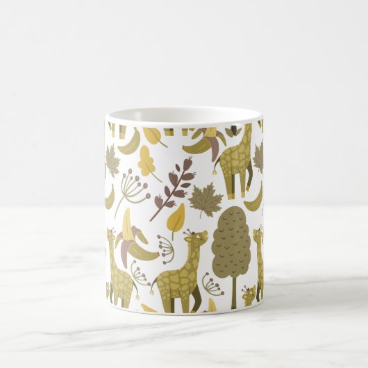 Nahtloses Muster Giraffe, gelber weißer Hintergrun Kaffeetasse (Mittel)