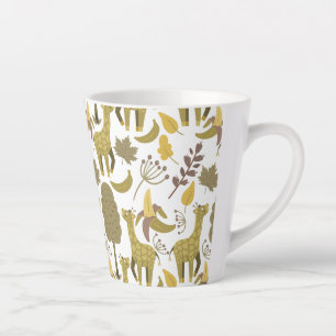 Nahtloses Muster Giraffe, gelber weißer Hintergrun Milchtasse