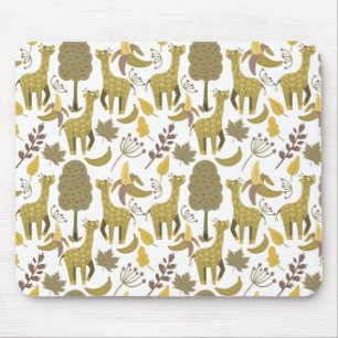 Nahtloses Muster Giraffe, gelber weißer Hintergrun Mousepad