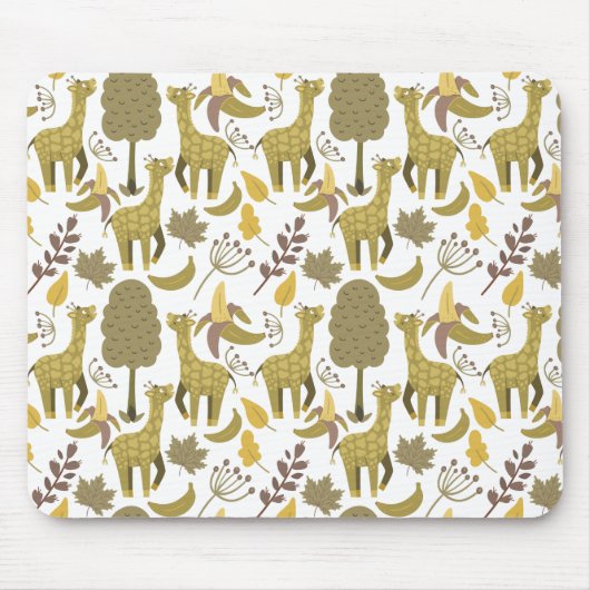 Nahtloses Muster Giraffe, gelber weißer Hintergrun Mousepad (Vorne)