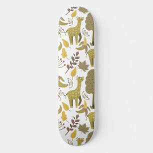 Nahtloses Muster Giraffe, gelber weißer Hintergrun Skateboard