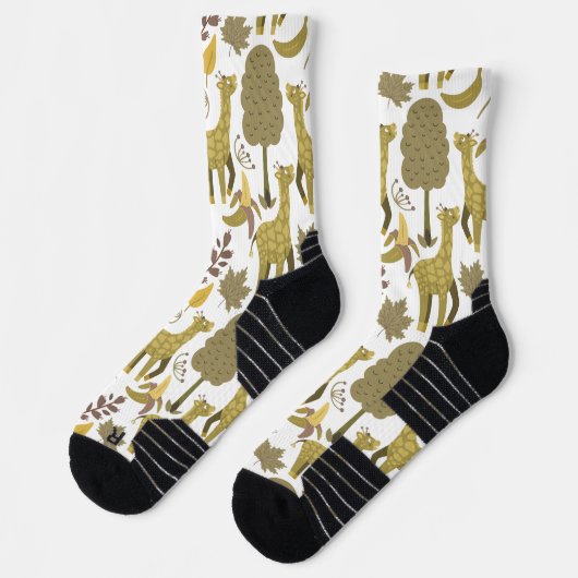 Nahtloses Muster Giraffe, gelber weißer Hintergrun Socken (Links)