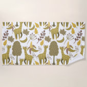 Nahtloses Muster Giraffe, gelber weißer Hintergrun Strandtuch (Vorderseite)