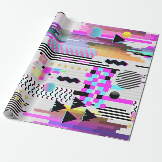 Nahtloses Muster-Glitch-Design. Cyberpunk Digital Geschenkpapier (Ungerollt)