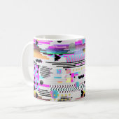 Nahtloses Muster-Glitch-Design. Cyberpunk Digital  Kaffeetasse (Vorderseite Links)