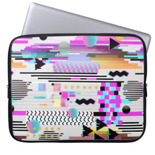 Nahtloses Muster-Glitch-Design. Cyberpunk Digital Laptopschutzhülle