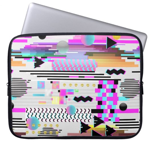 Nahtloses Muster-Glitch-Design. Cyberpunk Digital Laptopschutzhülle (Vorderseite)