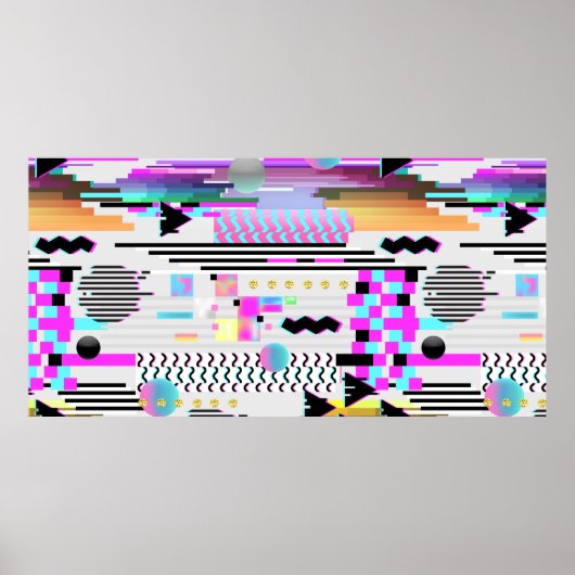 Nahtloses Muster-Glitch-Design. Cyberpunk Digital Poster (Vorne)