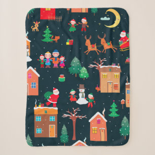 Nahtloses Muster glücklicher Weihnachtszeit in ei Sherpadecke