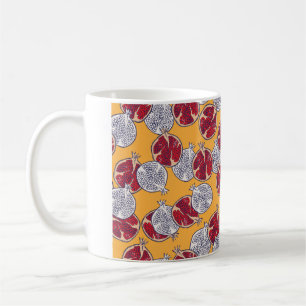 Nahtloses Muster. Granatapfel gezeichnet. Kaffeetasse
