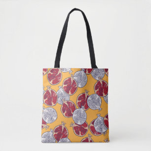 Nahtloses Muster. Granatapfel gezeichnet.  Tasche