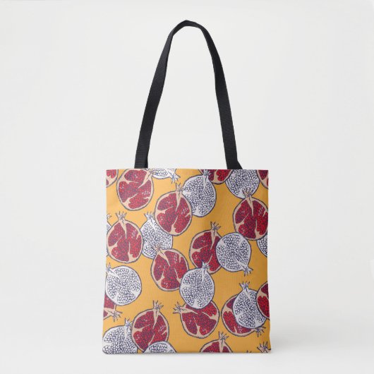 Nahtloses Muster. Granatapfel gezeichnet.  Tasche (Vorderseite)