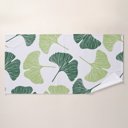 Nahtloses Muster Green Ginkgo Biloba Badehandtuch (Badehandtuch)