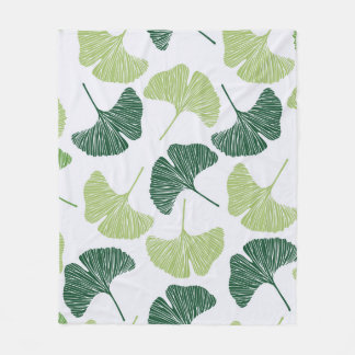 Nahtloses Muster Green Ginkgo Biloba  Fleecedecke
