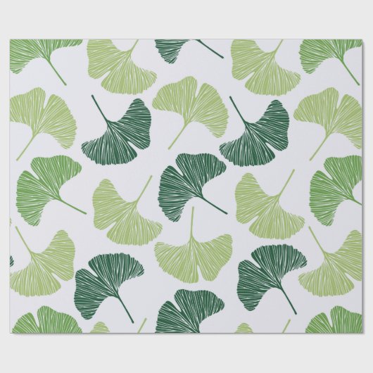 Nahtloses Muster Green Ginkgo Biloba  Geschenkpapier (Flach)