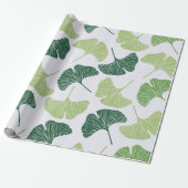 Nahtloses Muster Green Ginkgo Biloba  Geschenkpapier (Ungerollt)